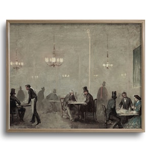 Antikes Cafe Gemälde, Vintage Bar Wand Dekor Kunstdruck, C16-183
