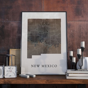 New Mexico vintage style map print, New Mexico map poster,  gift, New Mexico wall art decor, travel poster, gift for hushand, VO38