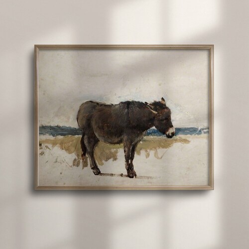 Rustic Donkey Painting: Vintage Farmhouse Wall Art