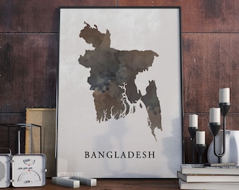 Vintage Style Bangladesh Map Print: Wall Art Decor