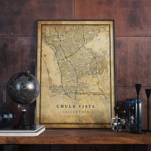 Chula Aussicht Vintage Karte Poster Wandkunst | Kunstdruck | Antike, rustikale, alte Stil Wohnkultur | Kalifornien druckt Geschenk | VM74