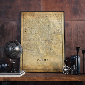 Omaha Vintage Map Poster Wall Art | City Artwork Print | Antique, rustic, old style Home Decor | Nebraska prints gift | VM44