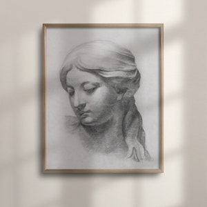 Victorian Woman Portrait Print: Antique Sketch Art