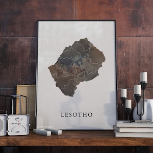 Lesotho Map Print: Vintage Style Wall Art Decor