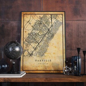 Oakville Vintage Map Poster Wall Art | City Artwork Print | Antique, rustic, old style Home Decor | Ontario prints gift | M334