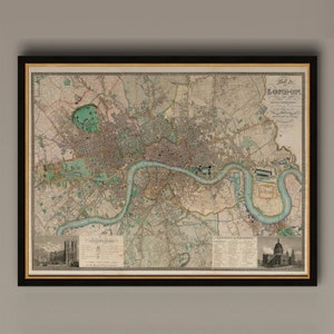Carte victorienne du vieux Londres 1830, Angleterre, AM35