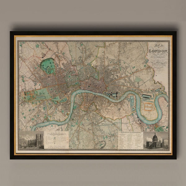 Victorian Old London Map 1830, England, AM35