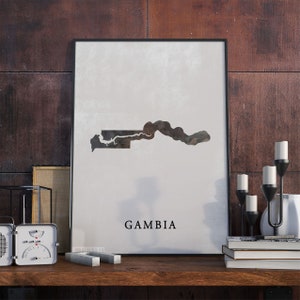 Gambia Map Print: Vintage Style Wall Art Decor
