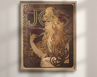 Alphonse Mucha Art Nouveau "JOB" Poster: 1896 Vintage Print