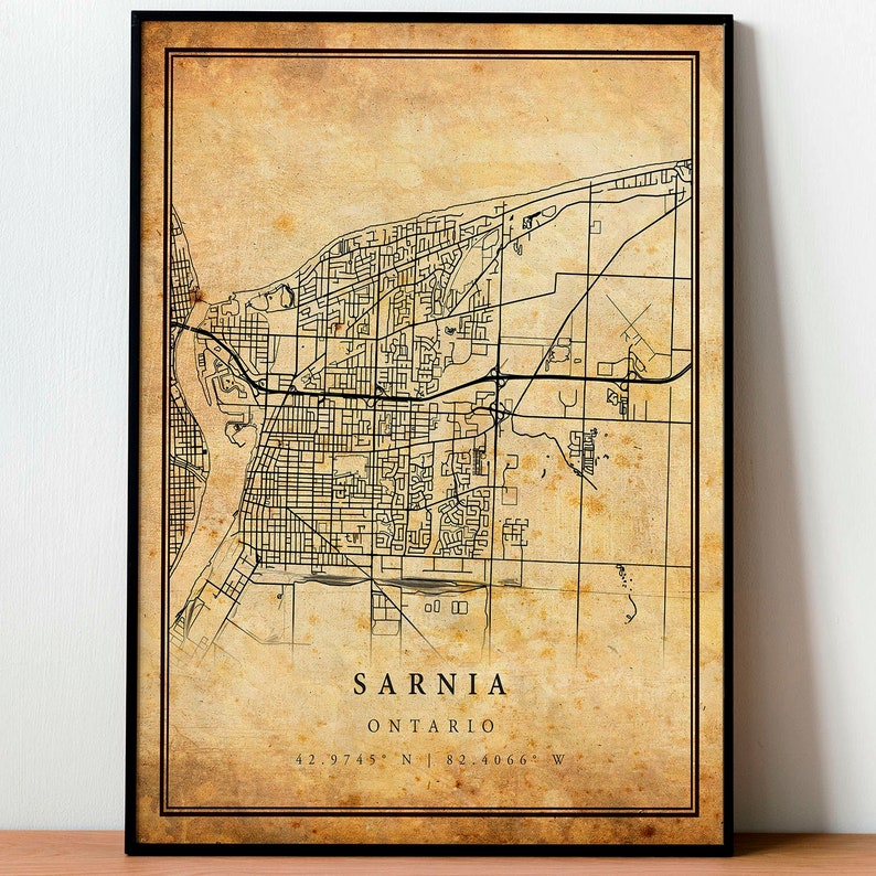 Sarnia Vintage Map Poster Wall Art City Artwork Print Etsy