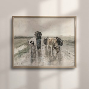 Vintage Cow Painting: Farm Animal Watercolor Art Print