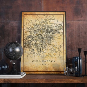 Cluj-Napoca Vintage Map Poster Wall Art | City Artwork Print | Antique, rustic, old style Home Decor | Romania prints gift | M613