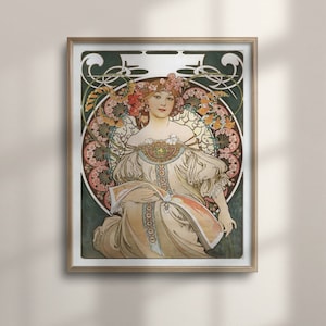 Réverie 1897, Alphonse Mucha Art Nouveau Poster, Vintage Reproduction Print, Mucha Wall Art, Colorful Living Room Decor, C16-880