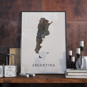 Argentina Map Print: Vintage Style South America Wall Art