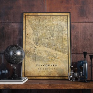 Vancouver Vintage Karte Poster Wandkunst | Kunstdruck | Antike, rustikale, alte Stil Wohnkultur | Washington Drucke Geschenk | VM144