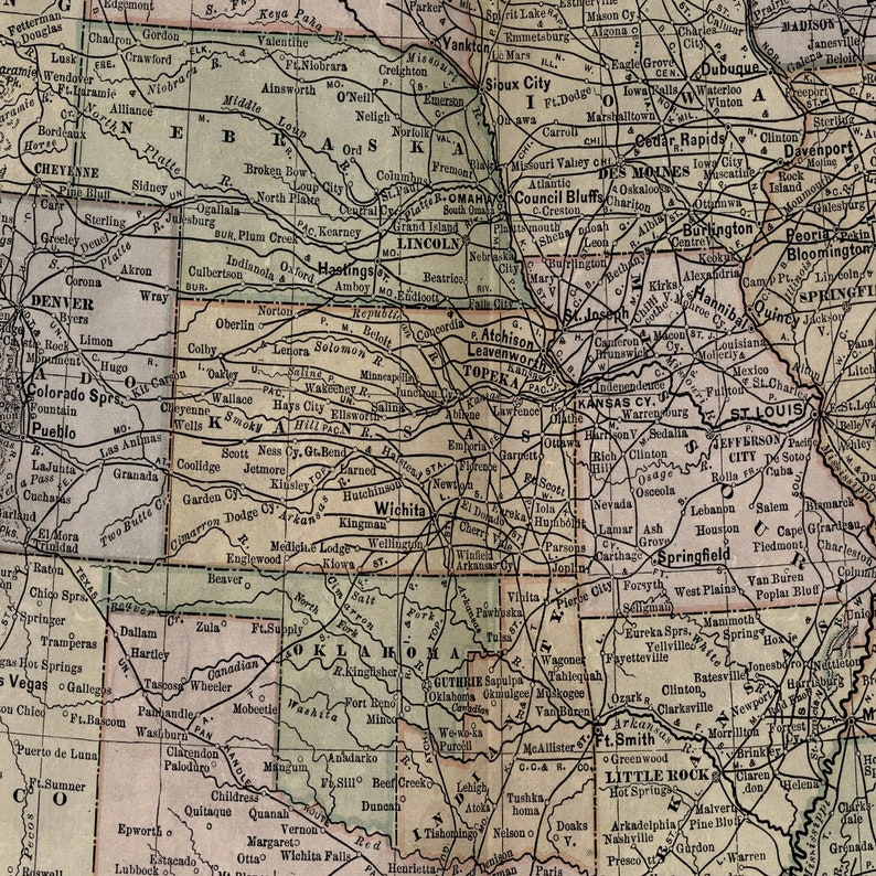 United States Map Vintage Map of the United States Vintage - Etsy