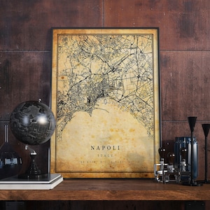 Napoli Vintage Map Poster Wall Art | City Artwork Print | Antique, rustic, old style Home Decor | Italy prints gift | M744