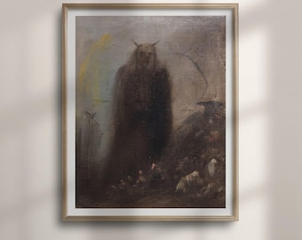Ghostly Vision Print: Attributed to Francisco Goya Gothic Wall Art, Shadowy Figures for a Study