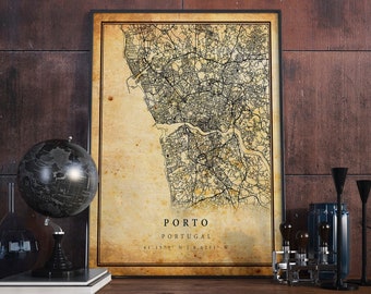 Porto Portugal Map Print: Vintage City Wall Art