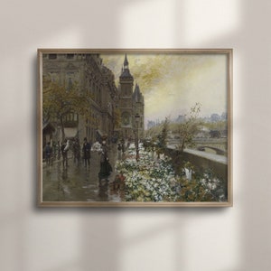 Vintage Paris Cityscape Painting: French Country Wall Art