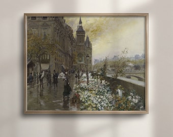 Vintage Paris Cityscape Painting: French Country Wall Art