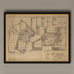 Map Of US Naval Academy Annapolis, Maryland, 1924. Vintage restoration hardware home Deco Style old wall reproduction map print., AM19