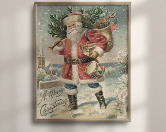 Vintage Santa Claus Print: Retro Christmas Wall Art