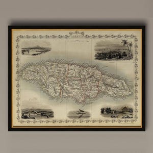 Antique Jamaica Map Print: 1851 Historic Wall Art image 1