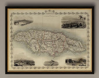 Antique Jamaica Map Print: 1851 Historic Wall Art