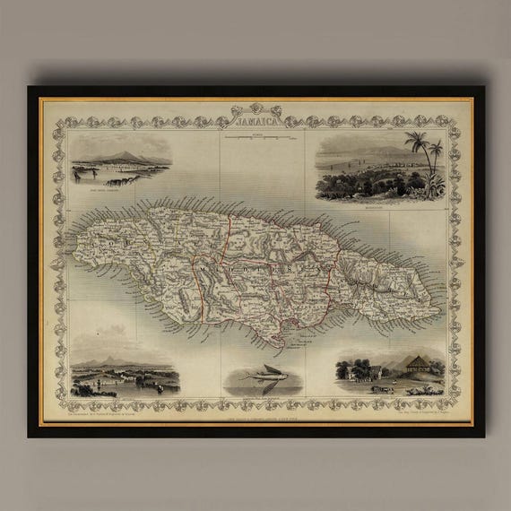 Antique Jamaica Map Print: 1851 Historic Wall Art