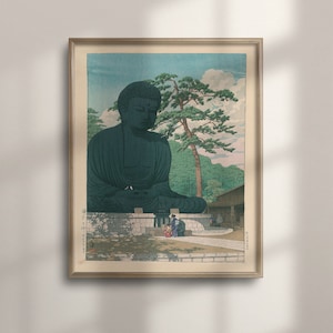 Kamakura Buddha Print, Vintage Japanese Art Poster, Kawase Hasui, C16-1310