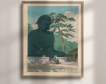 Kamakura Buddha Print, Vintage Japanese Art Poster, Kawase Hasui, C16-1310