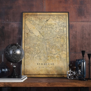 Syrakus Vintage Karte Poster Wandkunst | Stadt Kunstwerk Druck | Antike, rustikale, alte Wohnkultur | New York Drucke Geschenk | VM183