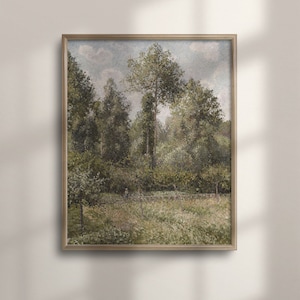 Vintage French Country Landscape Painting: Summer Trees Poster