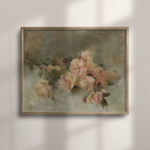 Victorian Rose Art, Antique Floral Painting, Romantic Wall Decor, Classic Garden Art, Botanical Vintage Flower Artwork, C16-341