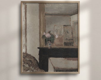 Rustic Mantel Painting Print: Vintage French Farmhouse Wall Art