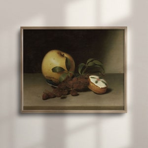 Vintage Fruit Still Life Art Print: Kitchen Pastry Painting