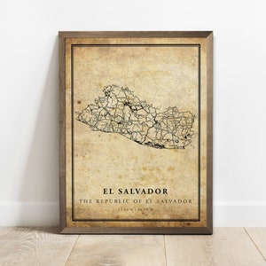 El Salvador Vintage Karte Plakat, Landkarte Wandkunst, Landkarte, Landkarte, Wandkunst, C15-36