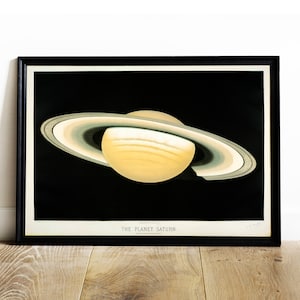 Saturn Print: Antique Space Painting, Vintage Astronomy Art