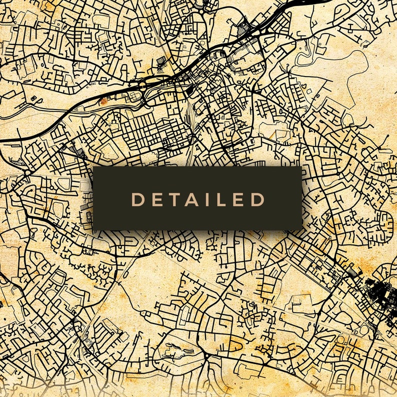 Stockport Vintage Map Poster Wall Art City Artwork Print Etsy