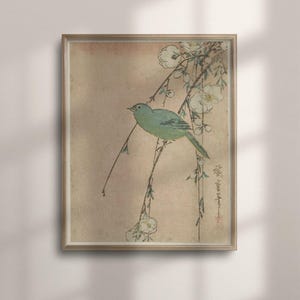 Japanese Art Print, Vintage Bird And Plum Blossom Wall Decor