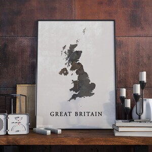 Great Britain vintage style map print, Great Britain map poster,  gift, wall art decor, vintage travel print, gift best friend, VO77