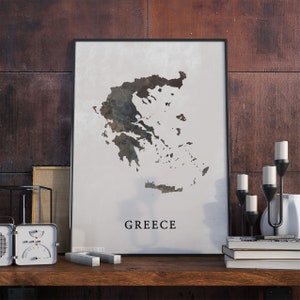 Griechenland Karte Vintage Stil, Griechenland Karte Poster, Geschenk, Griechenland Wand Kunst Dekor, Art Deco Poster, gift boss, VO78