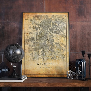 Winnipeg Vintage Karte Poster Wandkunst | Kunstdruck | Antike, rustikale, alte Stil Wohnkultur | Manitoba druckt Geschenk | M314