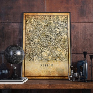 Berlin Vintage Map Poster Wall Art | City Artwork Print | Antique, rustic, old style Home Decor | Germany prints gift | M517