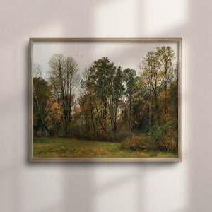 Antike Herbstlandschaft, Vintage Herbst Wandkunst, Rustikales Wohndekor, Saisonaler Kunstdruck, Natur Inspiriertes Kunstwerk, C16-417
