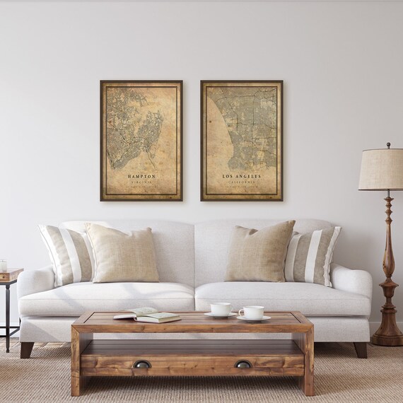 Hampton Vintage Map Poster Wall Art City Artwork Print - Home Decor Hampton Va Hampton Vintage Map Poster Wall Art City Artwork Print - Home Decor Hampton Va