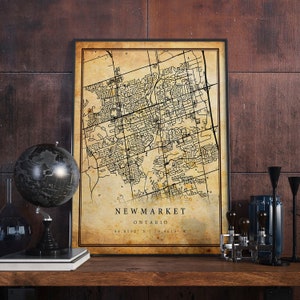 Newmarket Vintage Map Poster Wall Art | City Artwork Print | Antique, rustic, old style Home Decor | Ontario prints gift | M376