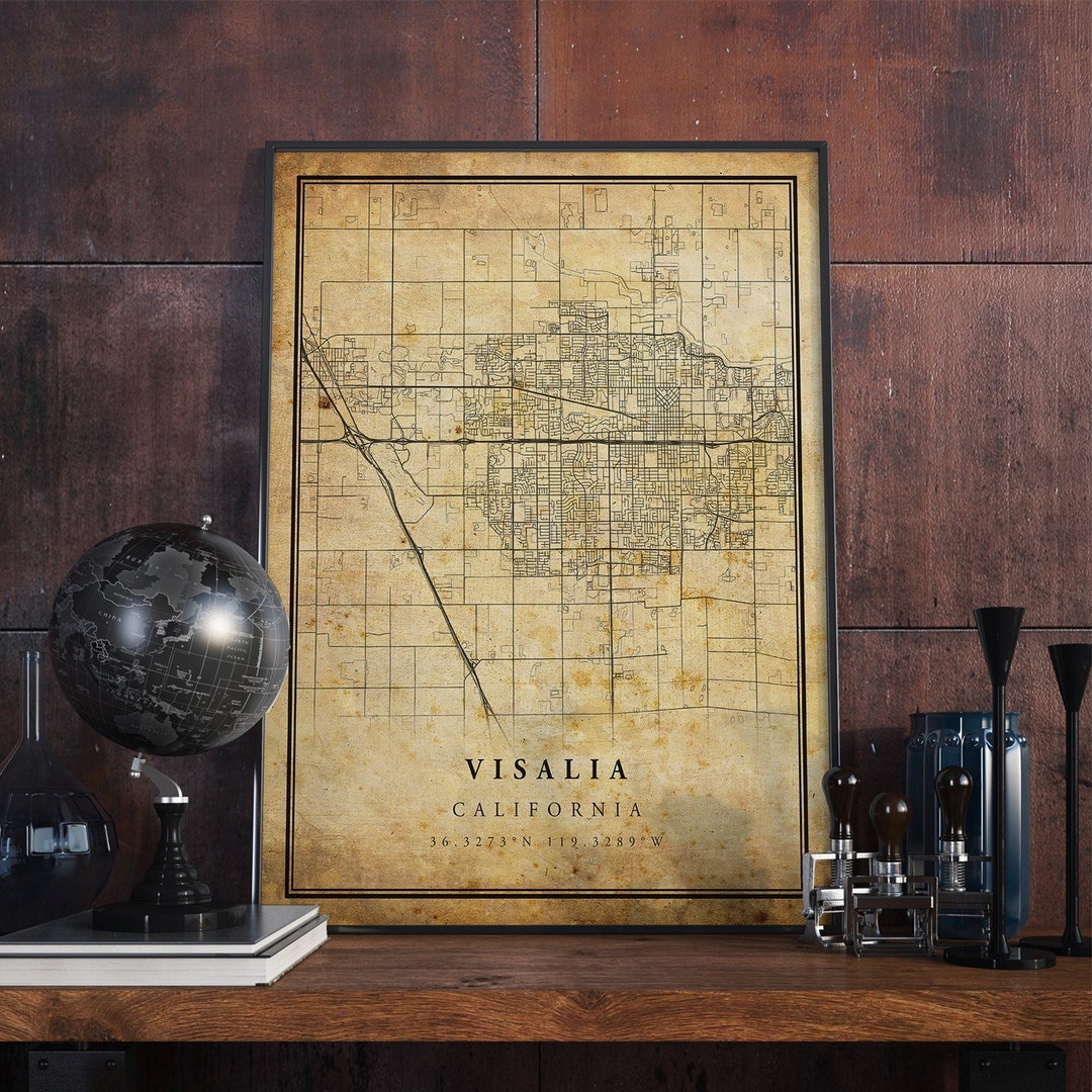 Visalia Ransacker Map Visalia California Map Print: Vintage Style City Art - Etsy