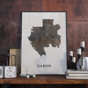 Gabon Map Print: Vintage Style Wall Art Decor